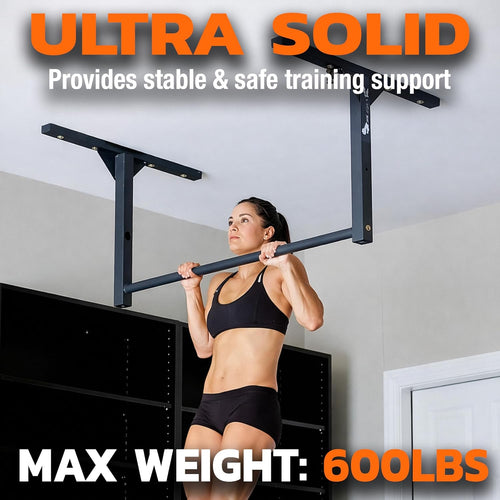 : Ceiling or Wall Mountable Pull up Bar,Standard (9-Foot Ceilings), Grey